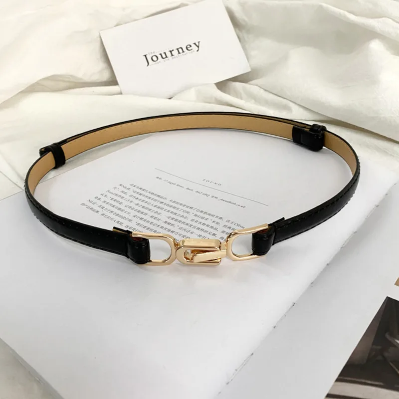 

Adjustable PU Leather Ladies Dress Belts Skinny Thin Women Waist Belts Strap Gold Color Buckle Female Belts