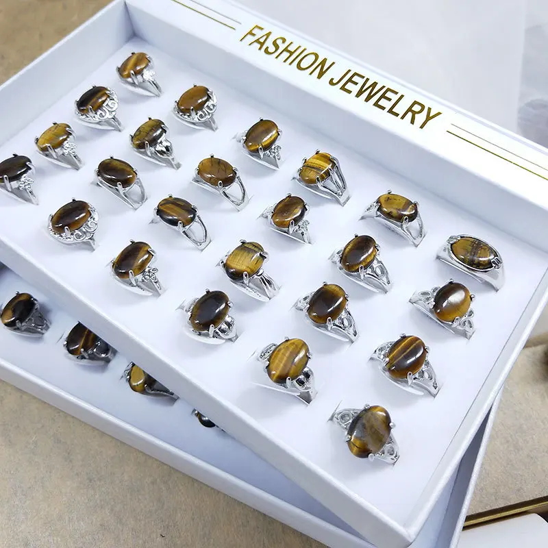 Оптовая продажа 20 шт. смешанные тигровый глаз камень для мужчин Rng модные