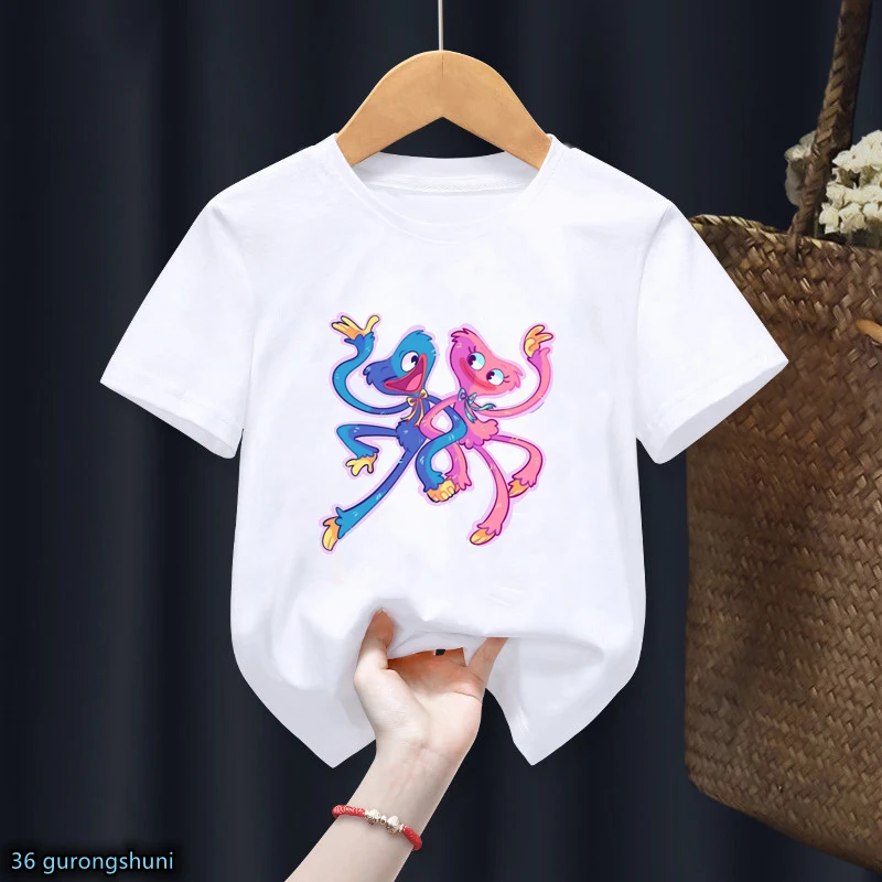 

2022 Hot Sale Boys T-Shirt Funny Huggy Wuggy Horror Toy Poppy Playtime Print Girls TShirt Fashion Children Tshirt 2-14 Years Old