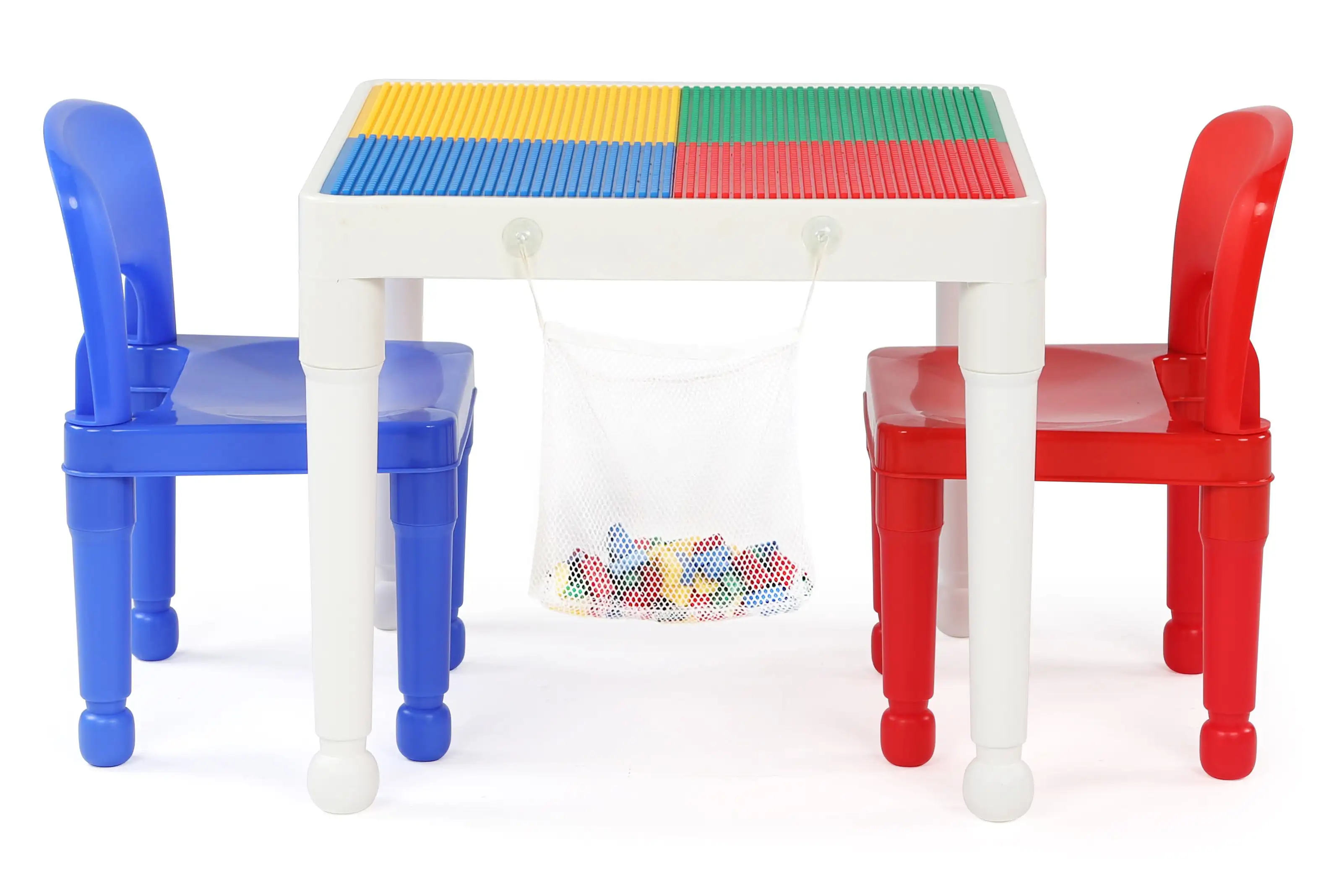 

2 в 1 пластиковый детский стол и набор из 2 стульев, белый, красный и синий