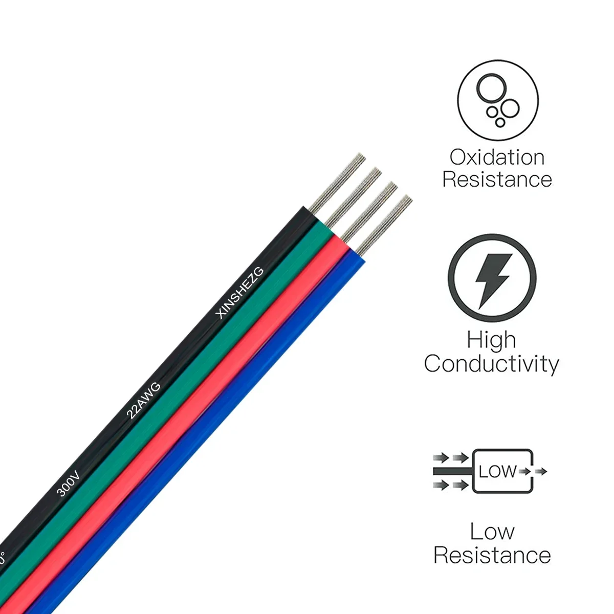 4-контактный светодиодный кабель электрические провода 5-100 м 22AWG 20AWG 18AWG луженый