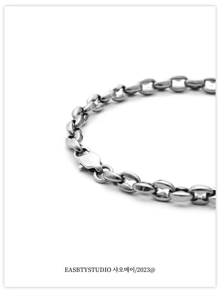 Мужской браслет Easb Cuban из титановой стали с кофейными зернами модная уличная мода