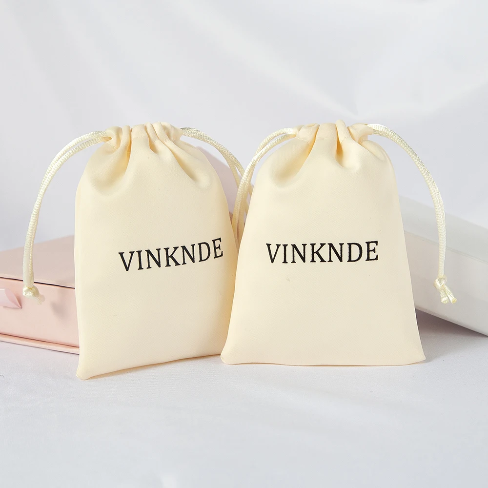 

Customize Logo Silk Jewelry Pouch DIY size Small Gift Bags Satin Drawstring Jewelry Organizer Packaging Candy Wedding Favors
