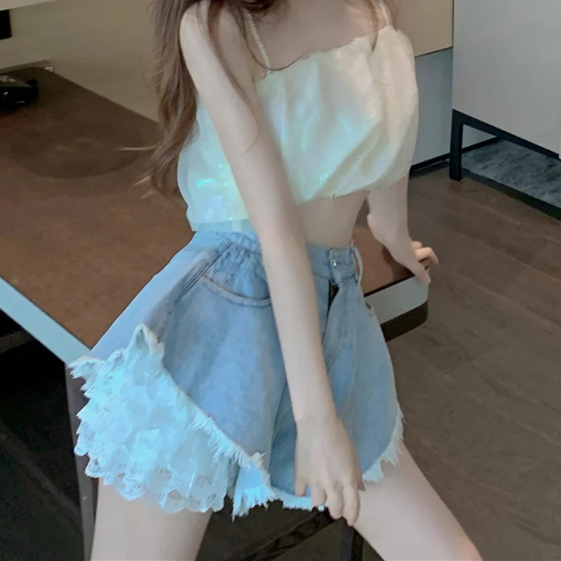 Летние женские кружевные шорты в стиле Харадзюку Лолита модные шикарные