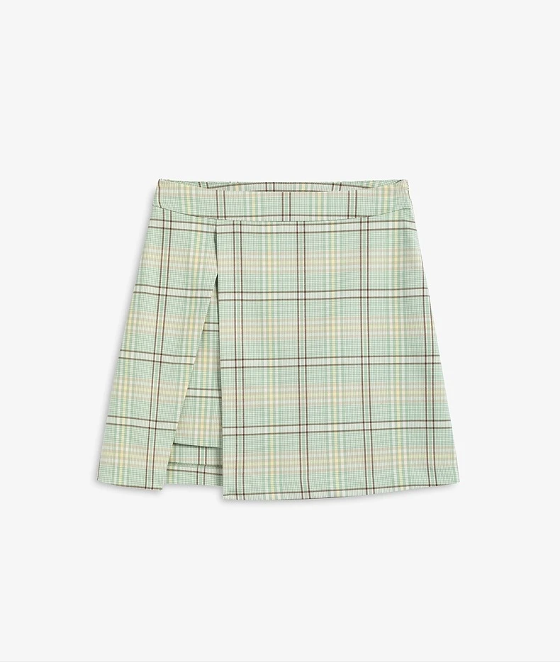 

Skirts for Women 2021 Summer New Green Plaid A-line Skirt