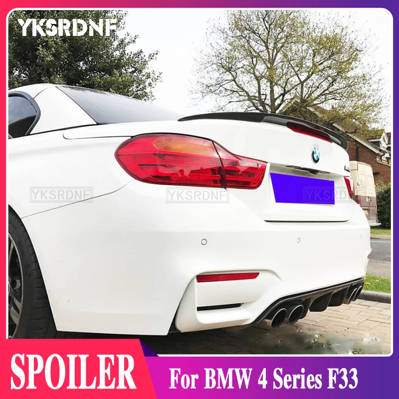 F33 P Style Carbon Fiber Rear Spoiler Wing for BMW 4 Series F33 2-door convertible 420i 428i 430i 435i Trunk Lip 2014--2019