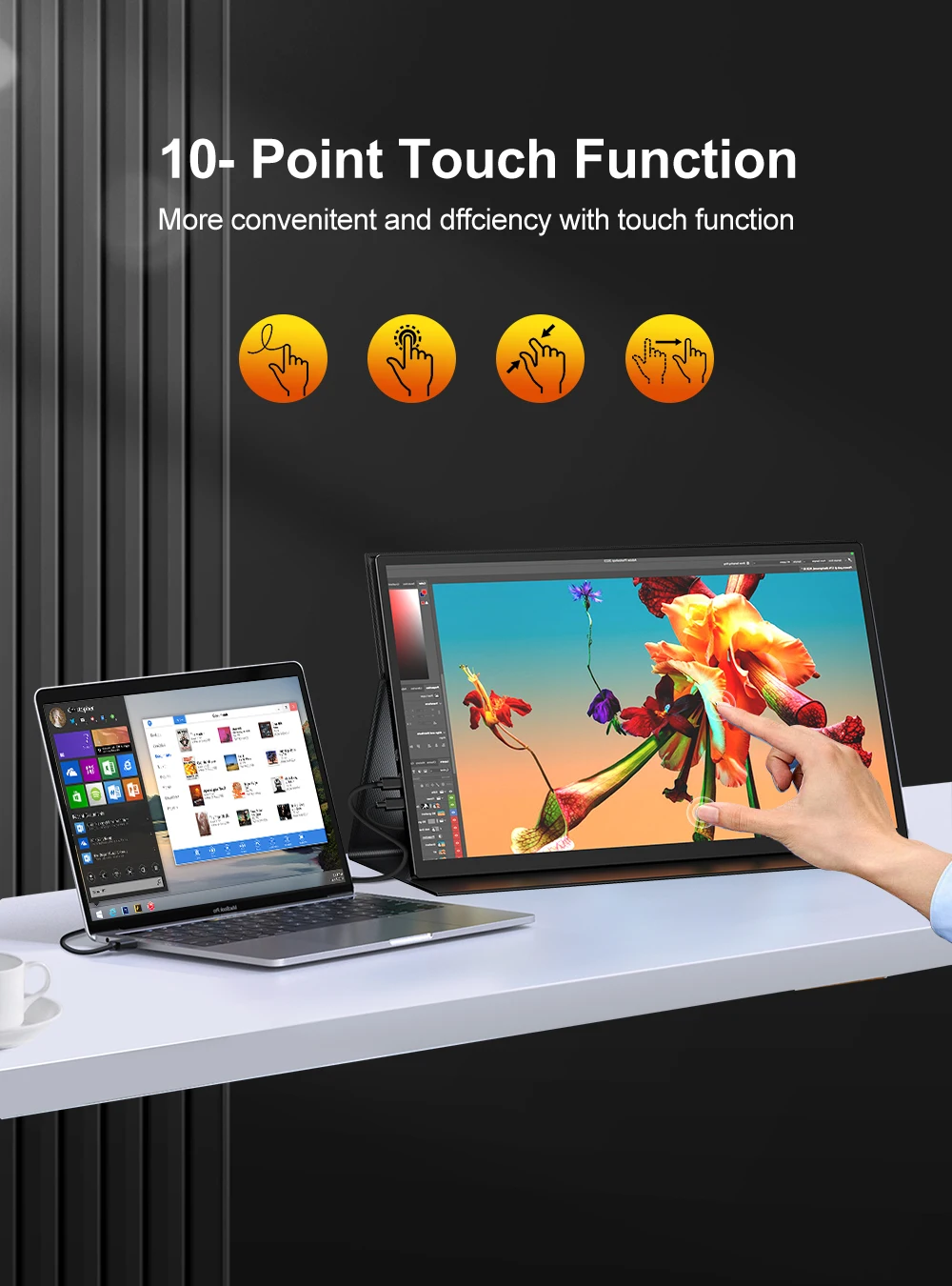EVICIV 120 Гц сенсорный игровой дисплей 18 5&quot 1080P HDR IPS портативный монитор с HDMI USB C для