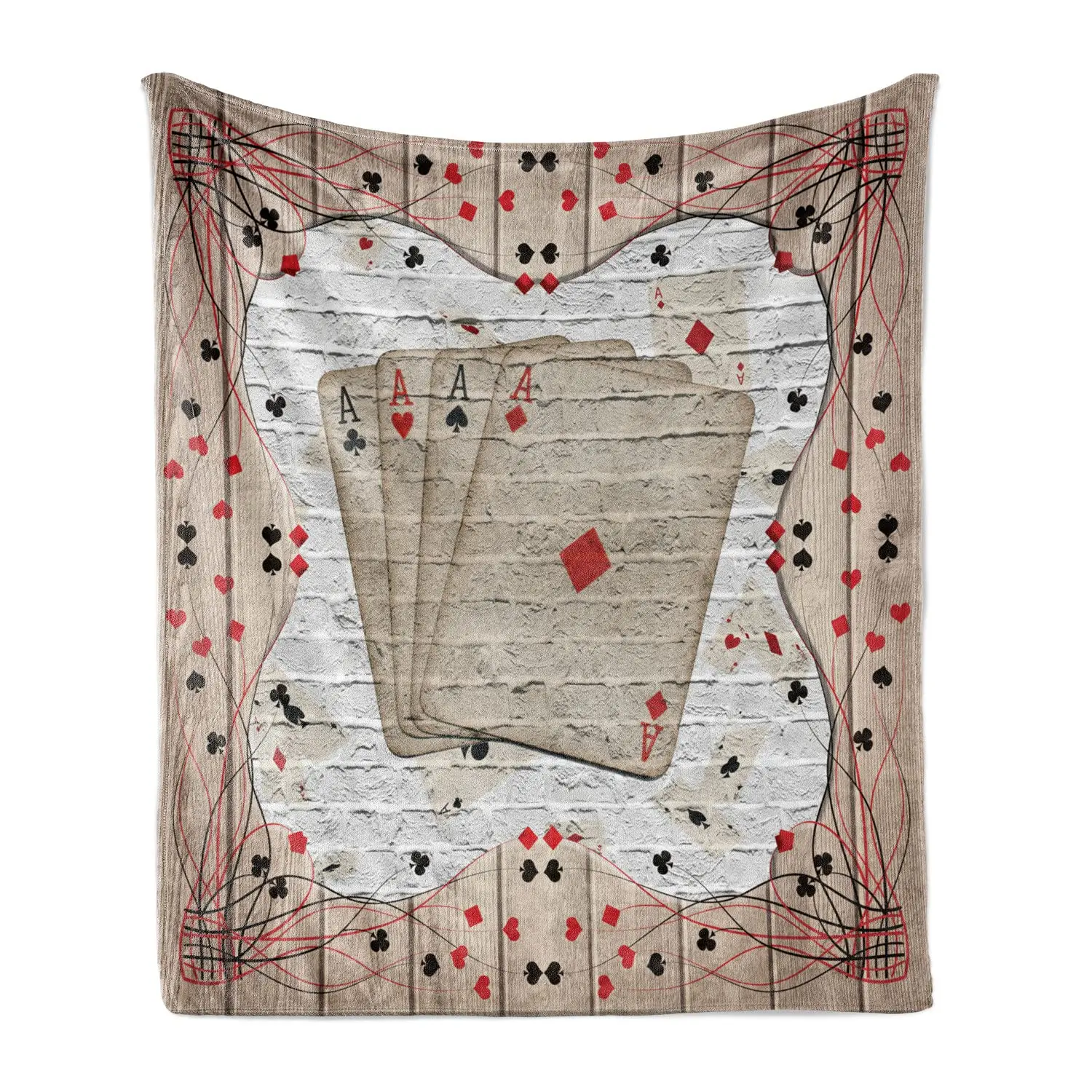 

Poker Tournament Throw Blanket,Gambling Chips and Pair Cards of Aces Casino Wager Games Hazard Print Flannel Blanket Adults Gift