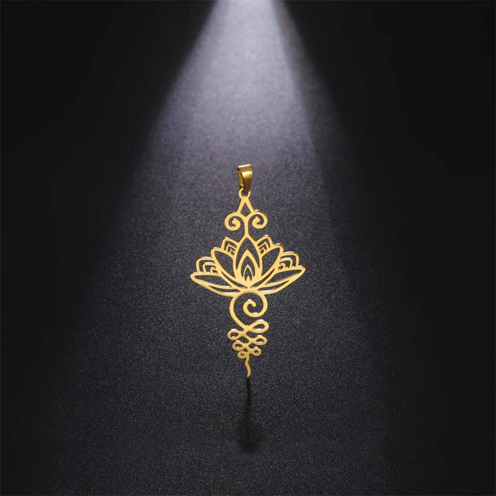 5pcs/Lot Handmade Necklace Earrings Keychains Lotus Pendants Diy Accessories Stainless Steel Flowers Charms For Jewelry Making