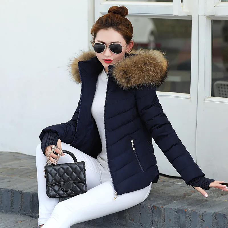 2023 New Winter parkas Women Winter Jacket Womens Gloves warm detachable fur collar detachable hat Slim fit coat