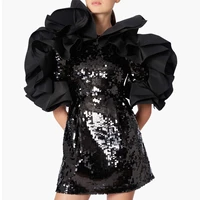 sequins black mini dress ruffles party dress sparkly cocktail dress women clothing sparkly woman gown ever pretty dresses
