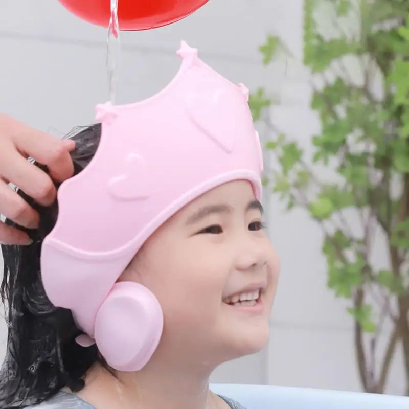 Baby Swim Shower Caps Bath Shampoo Adjustable Eye Protection Head Water Cover Baby Care Wash Hair Shower Caps For 0-3 Years Kids
