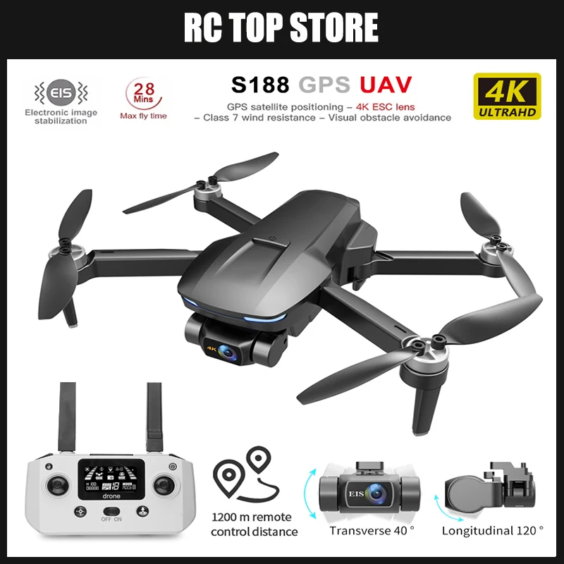 

New S188 GPS 6K 8K Drone Profesional True EIS 2-Axis Gimbal Mini Dron Camera Drones 5G FPV RC 3KM Brushless Quadcopter Toys Gift