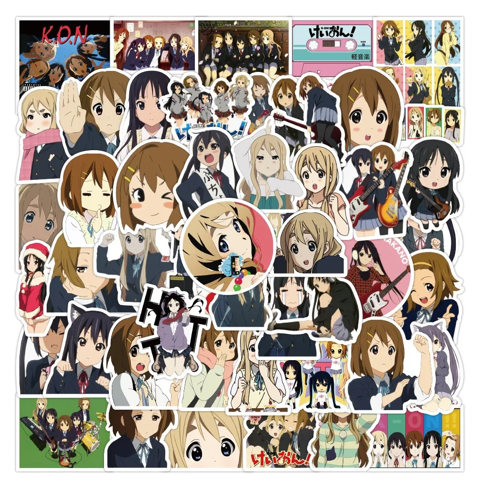 

50Pcs K-ON Anime Stickers Kawaii Akiyama Mio Hirasawa Yui Nakano Azusa Decals Graffiti Sticker For Laptop Skateboard Gifts