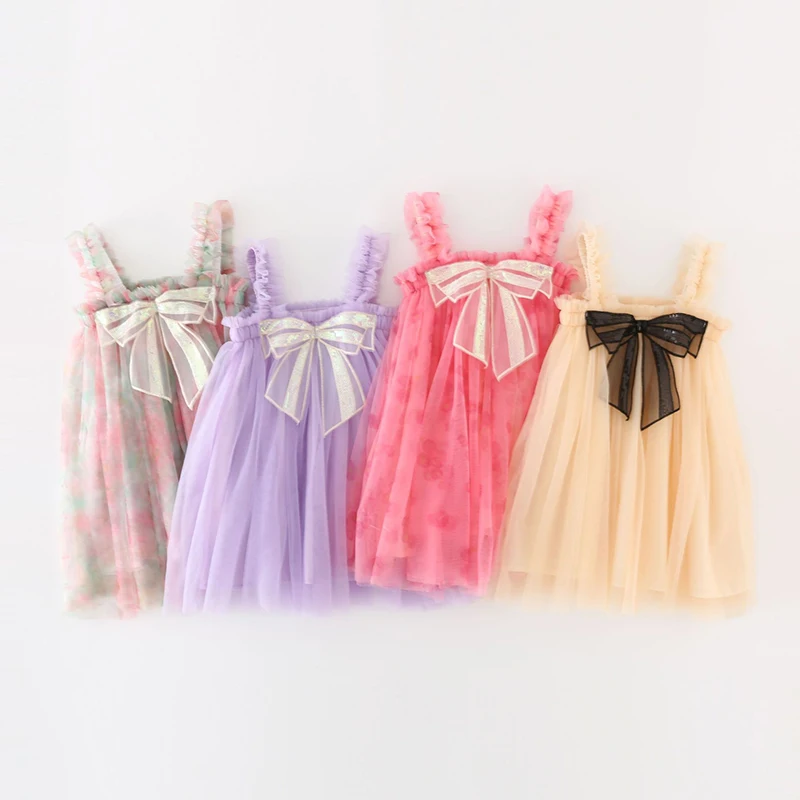 

Летнее платье для маленьких девочек, Милая юбка-пачка с бантом на подтяжках, юбка принцессы для понга, одежда для дня рождения