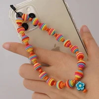 beads cell phone lanyard charm chain anti lost wrist string bracelet strap for smartphone cover