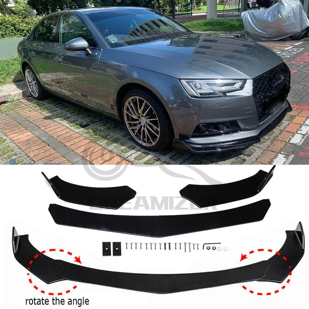 

For AUDI A3 A4 A5 A6 A7 S4 2019-2021 Car Front Bumper Canard Lip Splitter Spoiler Protector Bumper Cover Trim Deflector Lips