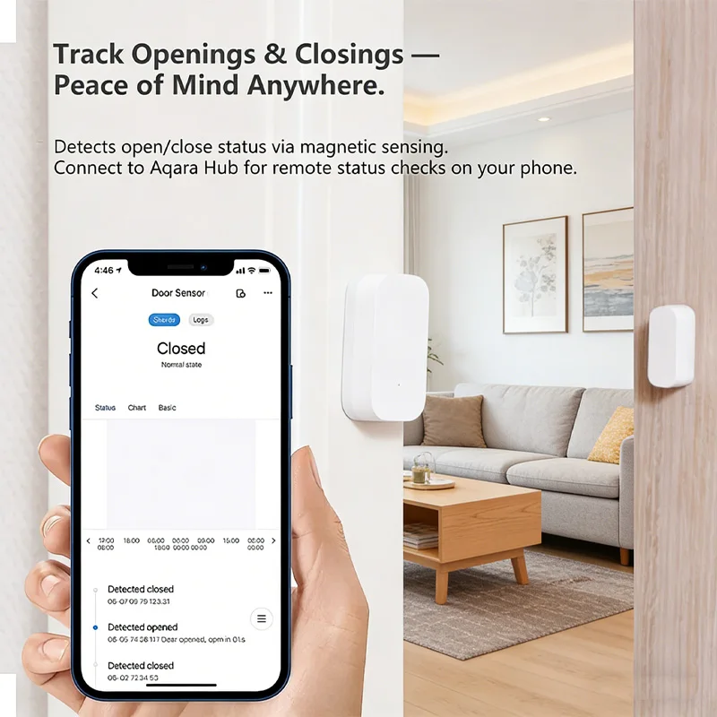 Фото Датчик открытия двери/окна Aqara ZigBee MCCGQ11LM и M1S, беспроводное подключение, умный датчик для умного дома, совместим с Xiaomi Mijia и HomeKit №2