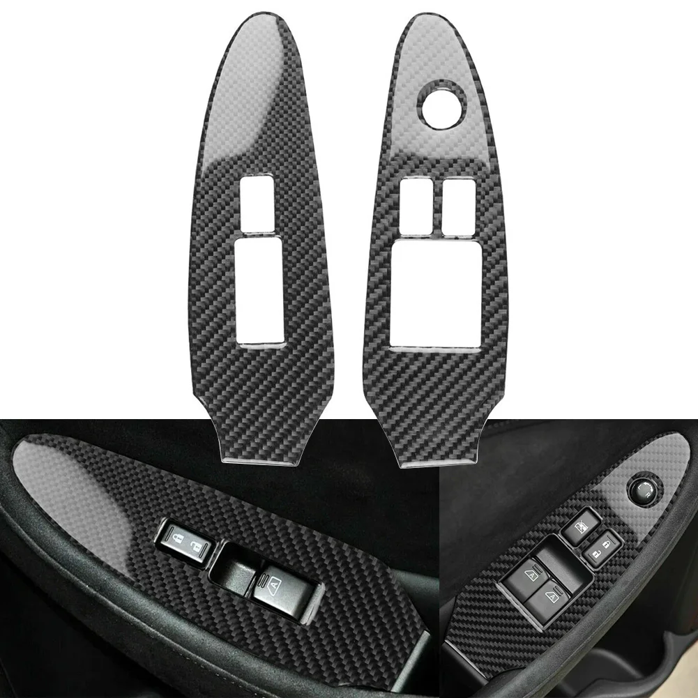 

For Nissan 370Z 370 Z 2009-2022 Accesorios Para Vehículos 2Pcs Car Window Lift Switch Panel Frame Trim Carbon Fiber Car Sticker