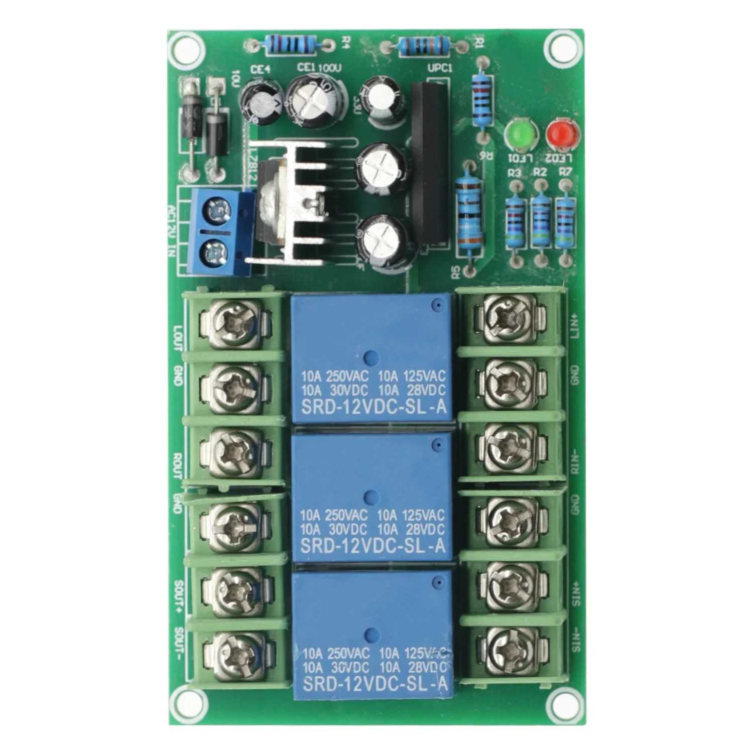 Плата защиты динамика двухканальный компонент задержки отключения звука AC12-18V 10A