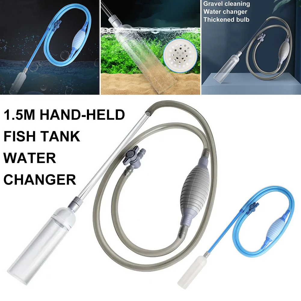 

Aquarium Water Changer Handheld Fish Tank Cleaner with Filter Grid Fish Tank Accessories for Water Changing Sand Cleaner 1.5m