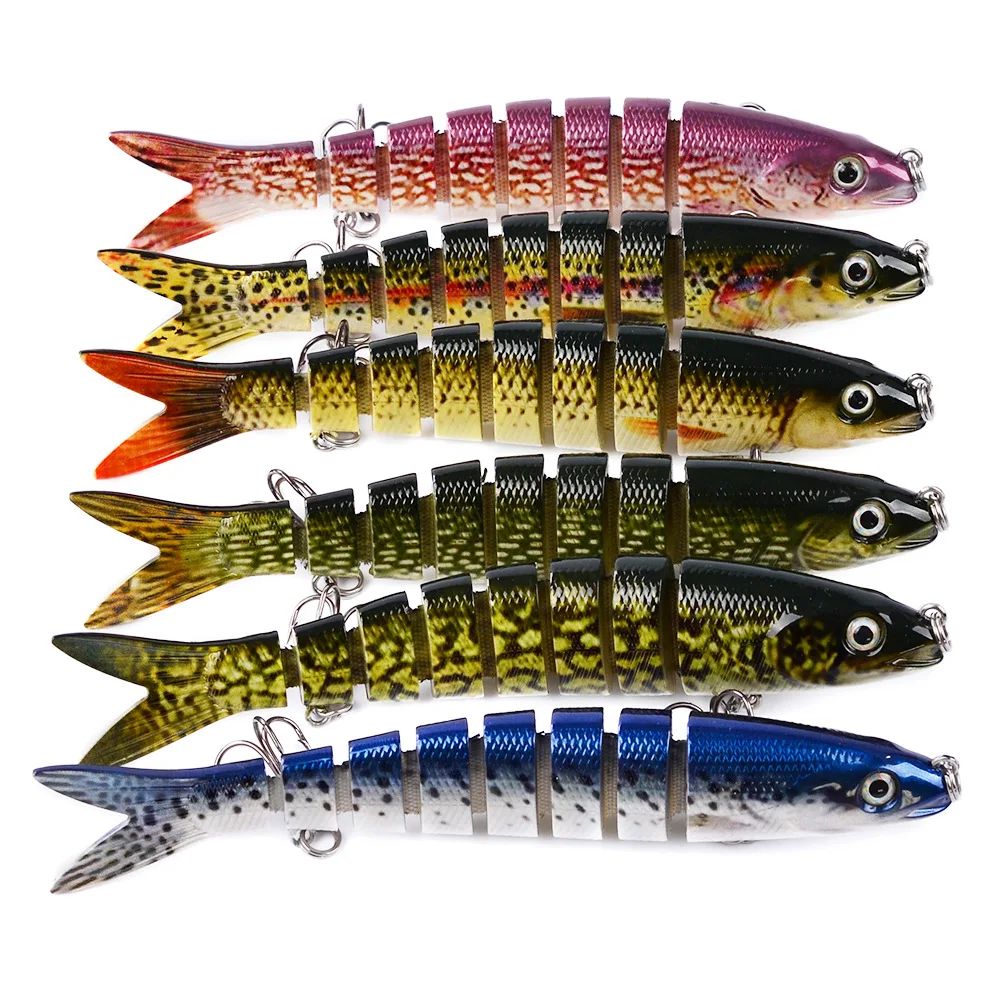 

12-Colors Multi-Section 13.28cm Sinking Trolling Wobblers Pike Bass Baits 19g Swim Plastic Hard Lures 6# Hooks Fishing Tackle