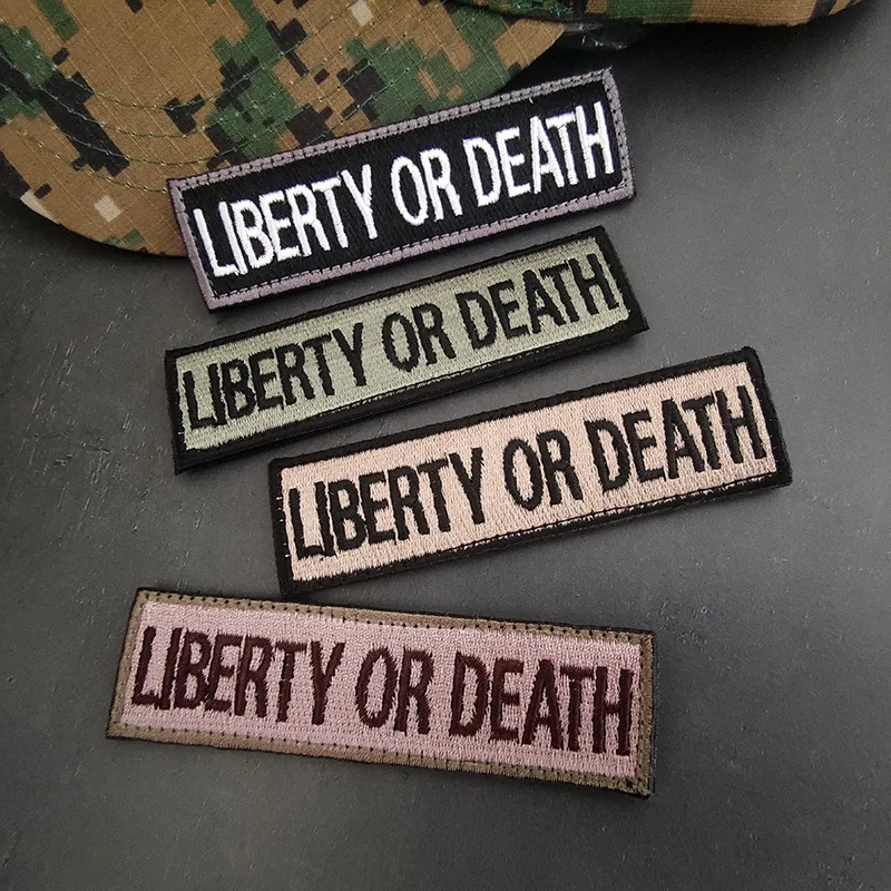 

Liberty or Death Embroidered Long Velcro Patch Chest Patch Patch Bag Accessories Cloth Patch Patches for Clothes Letter Logo