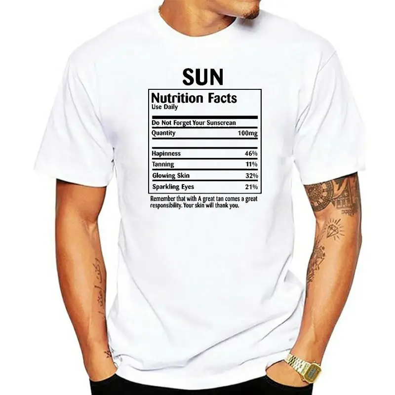 

2020 Sun Nutrition Facts T-Shirt Funny Graphic Tee Women Casual Workout Tops Ulzzang Plus Size Shirts Tumblr Tee