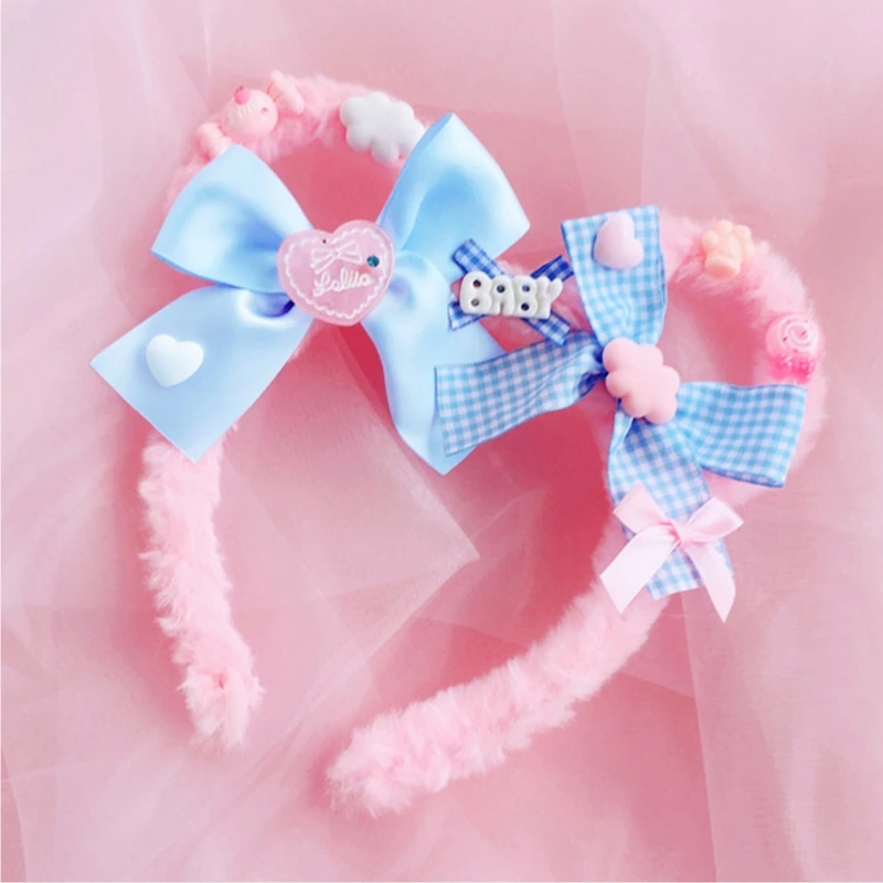 Повязка на голову с милыми медвежьими ушками головной убор сердечками в стиле