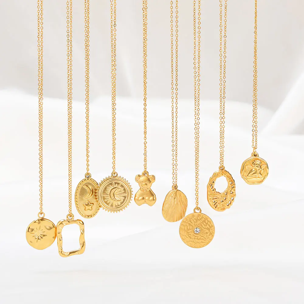 

Fashion Design Angel Necklace Hollow Geometric Pendant Necklace Woman Stainless Steel Chain Necklaces Jewelry 45+5cm