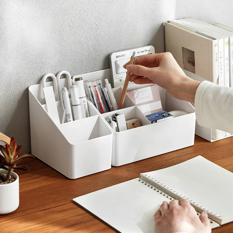 

Креативная настольная коробка для хранения, пластиковая коробка для хранения косметики, офисный Органайзер, студенческий держатель для ручек, канцелярский органайзер, коробка