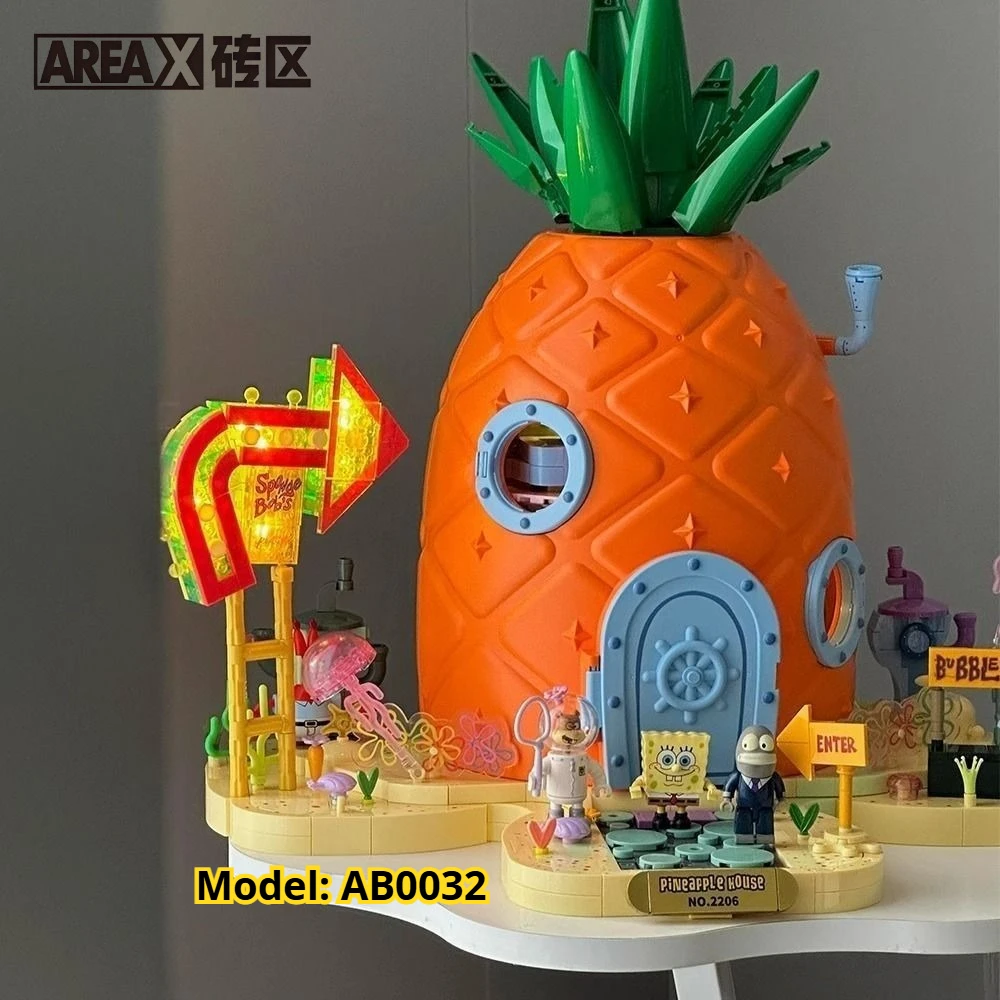 Фото Флагманский конструктор AREAX «Дом-ананас Губки Боба» AB0032, оригинальный дом-ананас AB0064, игрушка-украшение, подарок №2