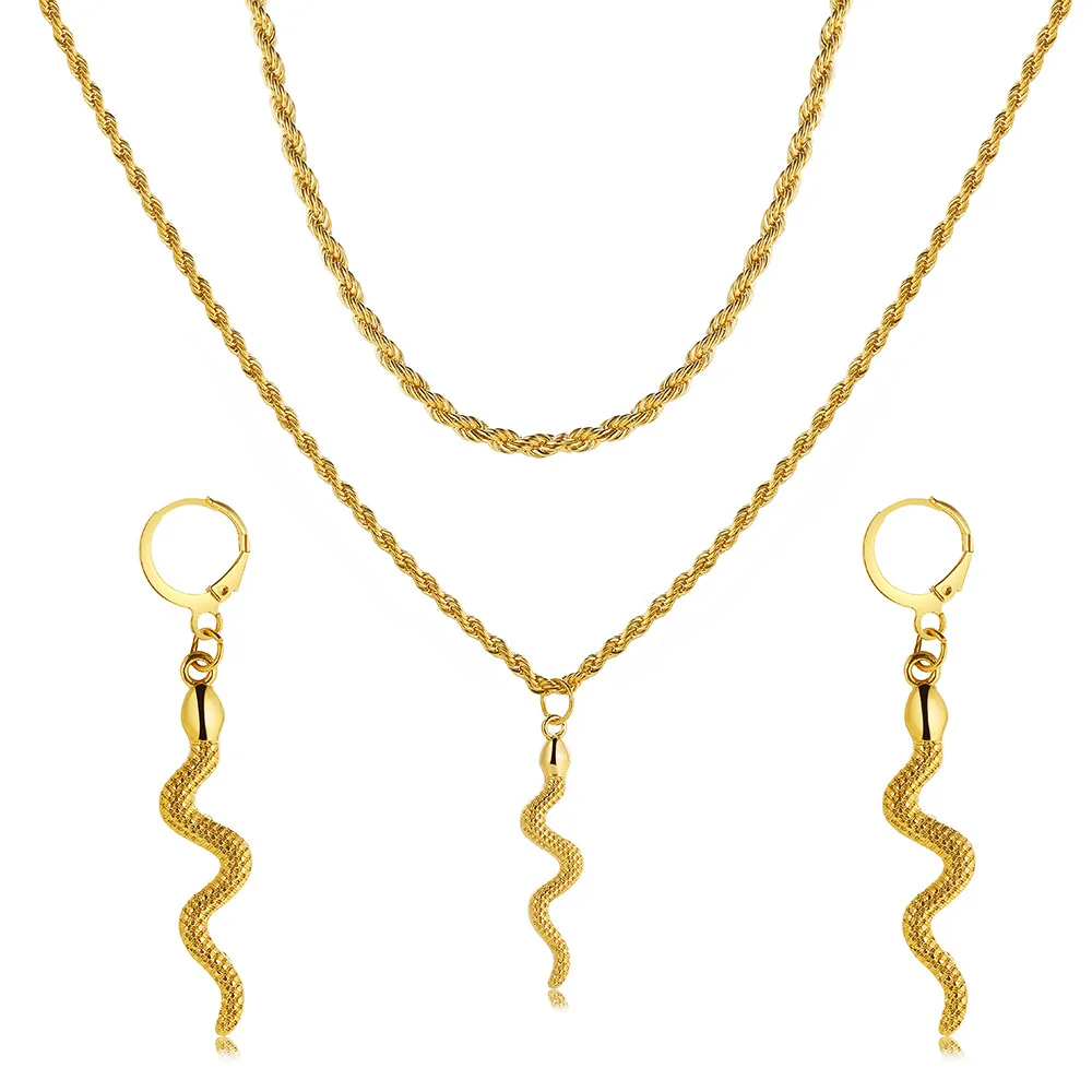

Fashion Trend Geometric New Gold Color Snake Pendant Necklace Earring Jewelry Sets for Women Bridal Wedding Party Jewelry Sets