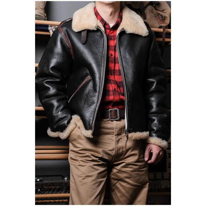 

Simons Men's Vintage Military USAF B6 Flight Jacket AmekajiB-6 Flying Jacket Shearling Flight