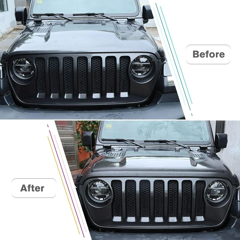 Фото Для JEEP Wrangler JK 2007-2017, JL, JLU, JT 2018+ Передний защитный экран от песка, камней и насекомых, дефлектор капота, отбойник от гравия №3