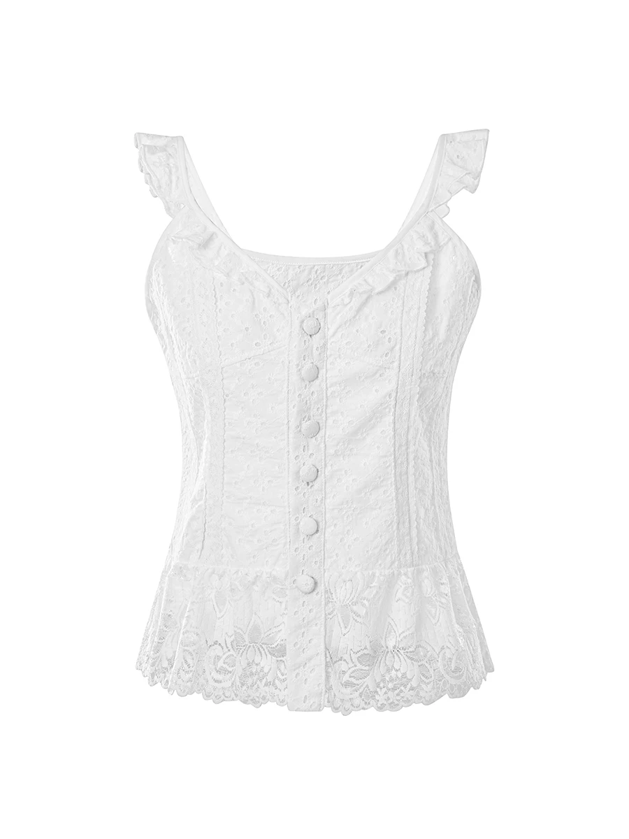 

Женские топы с цветочным узором, ажурное украшение, милая стильная однобортная летняя одежда с оборками