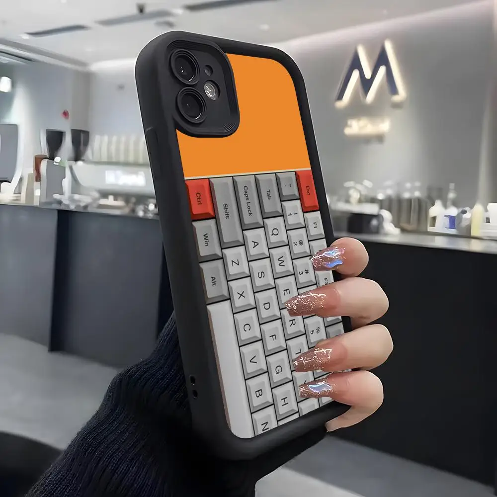 Фото Чехол-клавиатура для iPhone Air 17 Pro Max 16 E 15 14 Pro Max 13 12 11 Mini Plus, мягкий силиконовый, черный №2