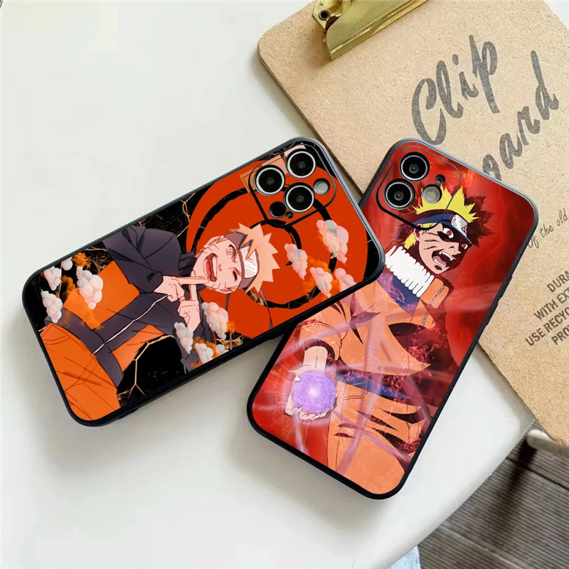 

Japanese NARUTO Anime Phone Case For Funda iPhone 11 12 13 Pro Max 12 13 Mini X XR XS Max 6 6s 7 8 Plus Coque Soft Black Etui