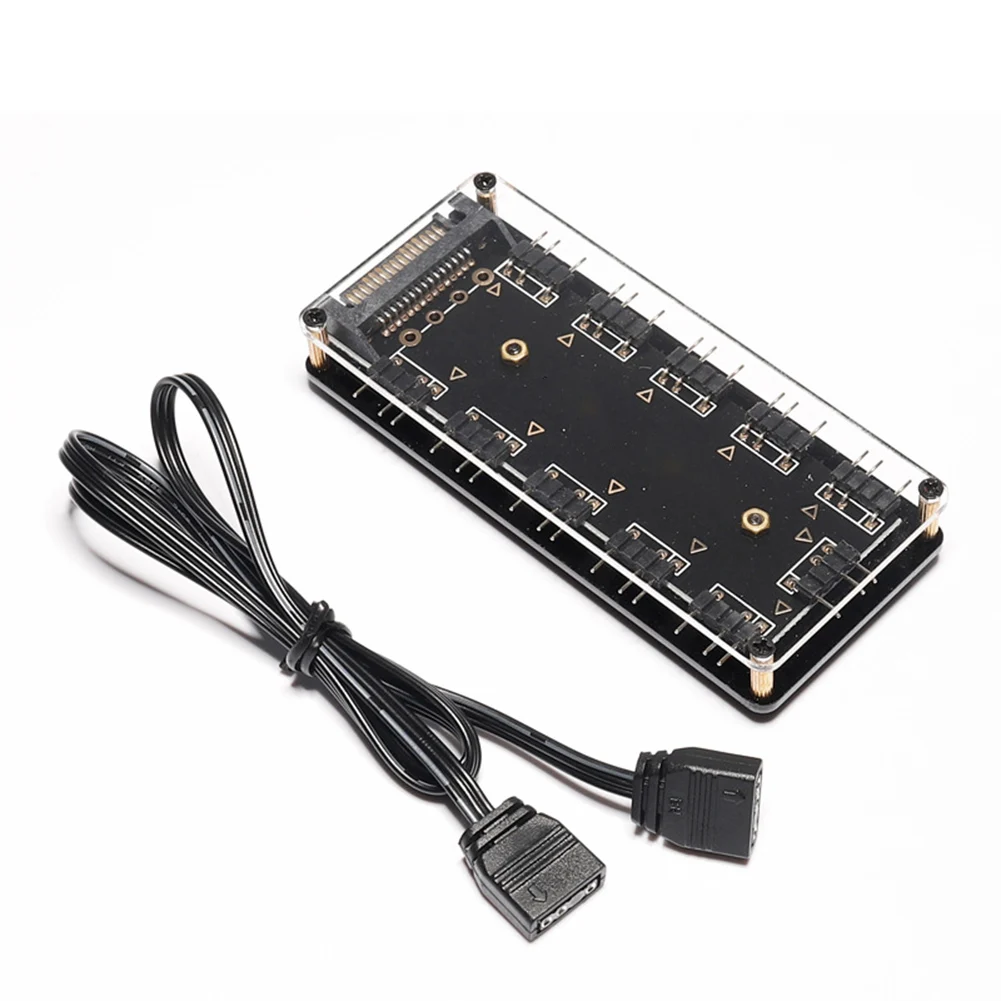 

5V 3Pin 10 Ports RGB Fan HUB for PC Desktop SATA Power RGB Lighting Control Fan Computer Accessories Contact Now