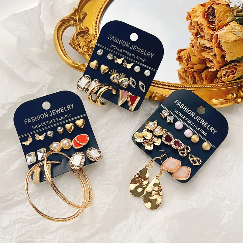 

Hoops Earrings Ear Stud Sets For Women 2023 Fashion 2023 Trendy Women's Jewelry Lots Hanging Gothic Accessories Wholesale