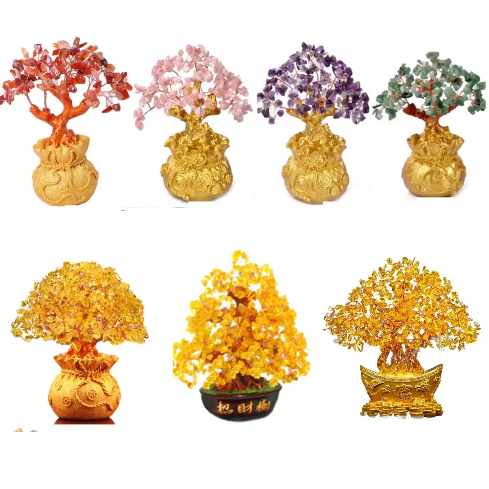

Crystal Money Tree Ornament Gold Ingot Tree Desktop Deco YuanBao Fortune Trees Feng Shui LUCKY Wealth Gift Chinese Golden Tree
