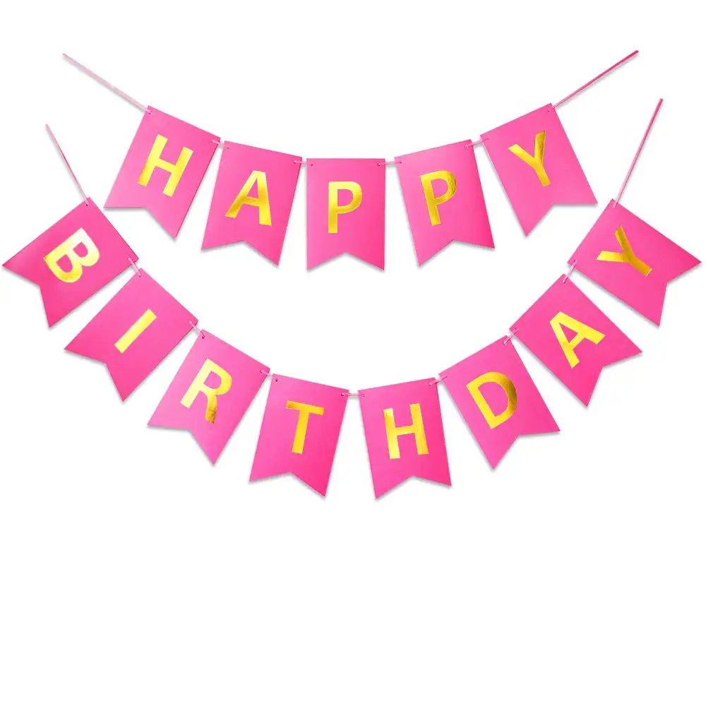 

Pure Happy Birthday Banner Signs Golden Sparkle Birthday Party Funny Supplies for Birthday Party Nursery Hanging Decor 13 Pieces