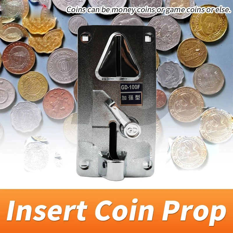 

Insert Coin Prop real Room escape game insert several coins in the slot of coin machine to escape mysterious room