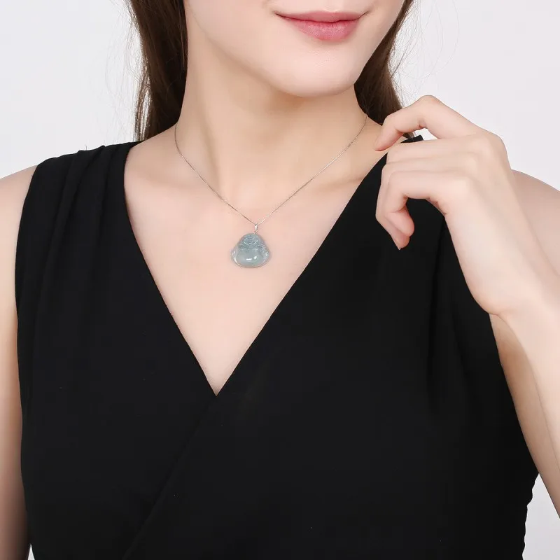 Натуральный полностью зеленый Подвеска Будды из нефрита и ледяного с