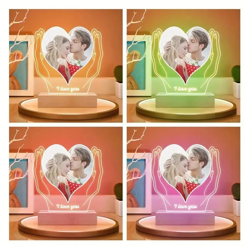 Индивидуальная необычная акриловая фоторамка с подсветкой переносная