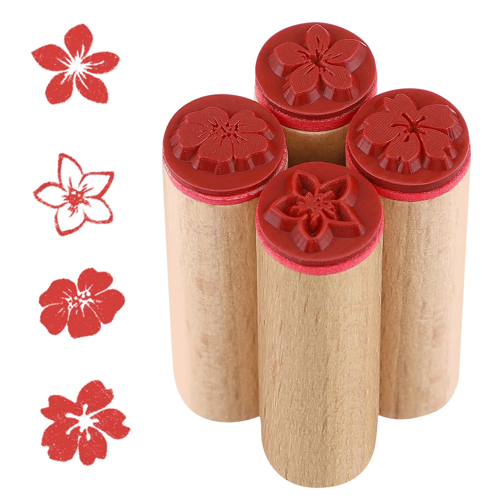 

4 Pcs Planner Stamp Seal Clay Stamps Diary Stamp Tool Scrapbook Tools Wooden Seal Vintage Floral Stamps Wood Stamp Seal