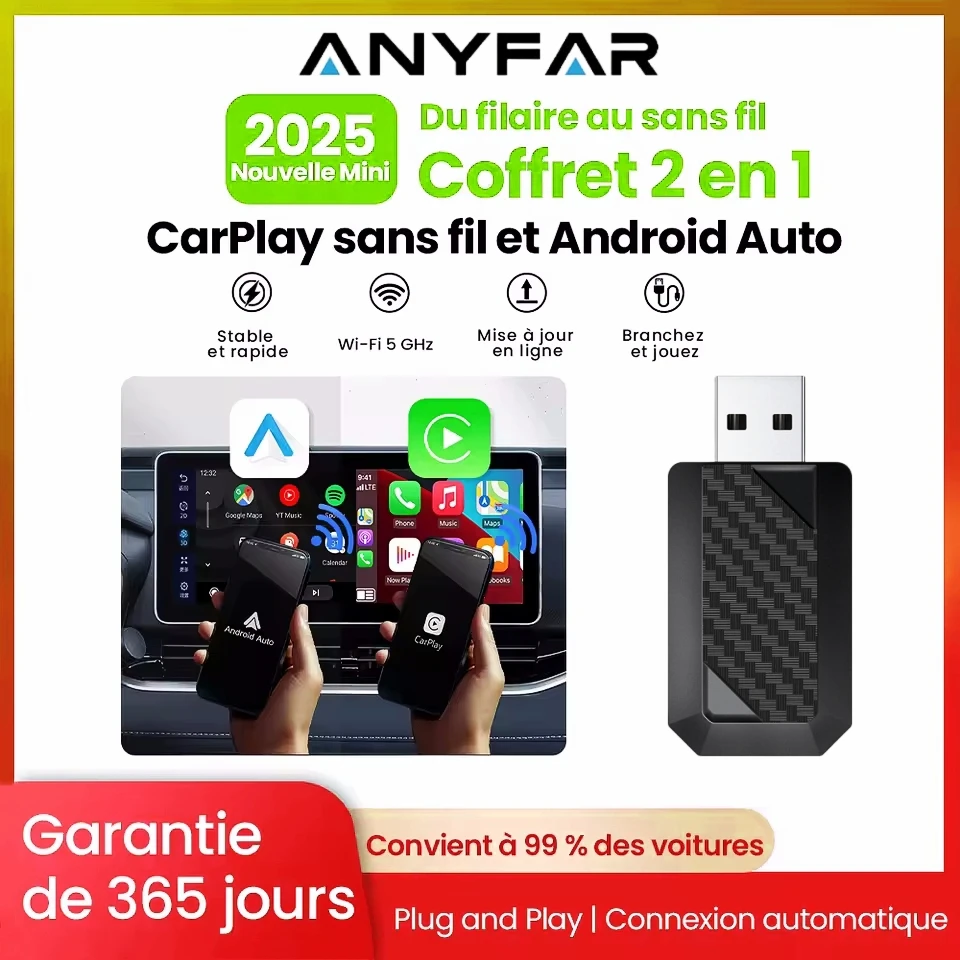 

Беспроводной Адаптер 2-в-1 Для CarPlay И Android Auto С Поддержкой 5G Wi-Fi Для iPhone И Android-смартфонов, Совместимый С Volvo