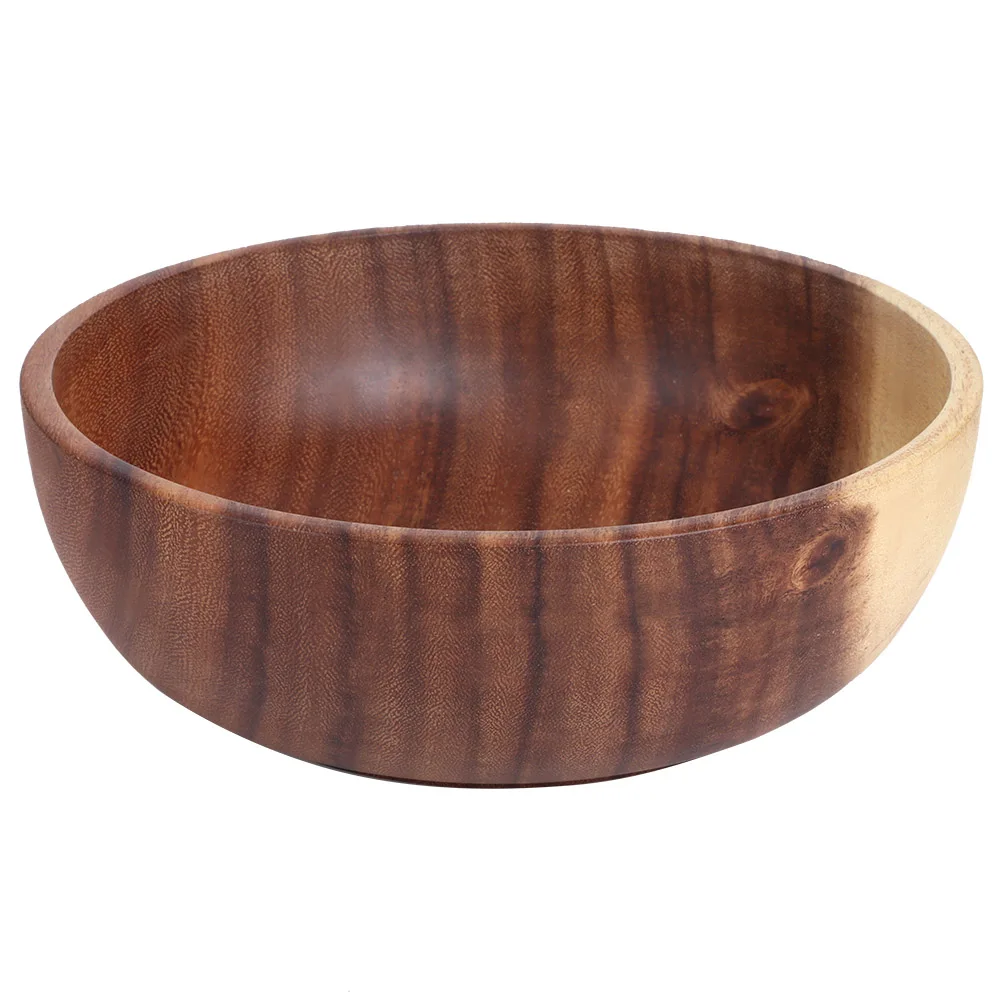

22x7.5cm Eco-Friendly Wooden Salad Bowl Container Food Fruit Serving Bowl Kitchen Tableware