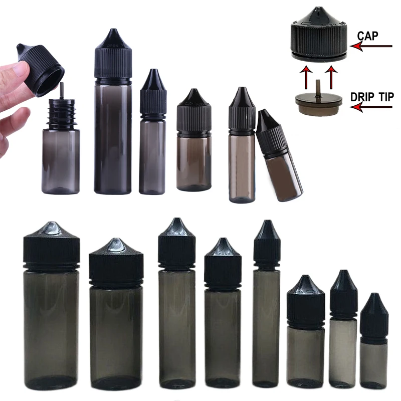 

30Pcs 10ml-120ml Plastic Pen Shape Dropper Bottles W/ Childproof Cap Portable Black Eye Containers For E Juice Liquid Vape Oil