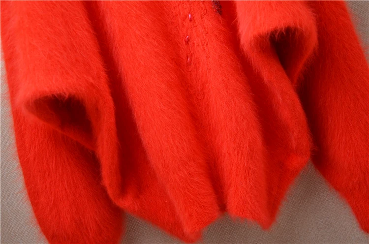 Женский Mujer осенне-зимний рождественский красный винтажный свитер с волосатой